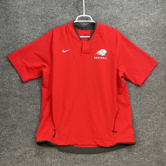 Nike Other - Utah Tech Baseball Pull Over Nike Shirt Mens Sz L Red Short Sleeve
